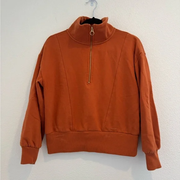 A New Day - Quarter Zip Pullover - Orange - Size S - Picture 1 of 5